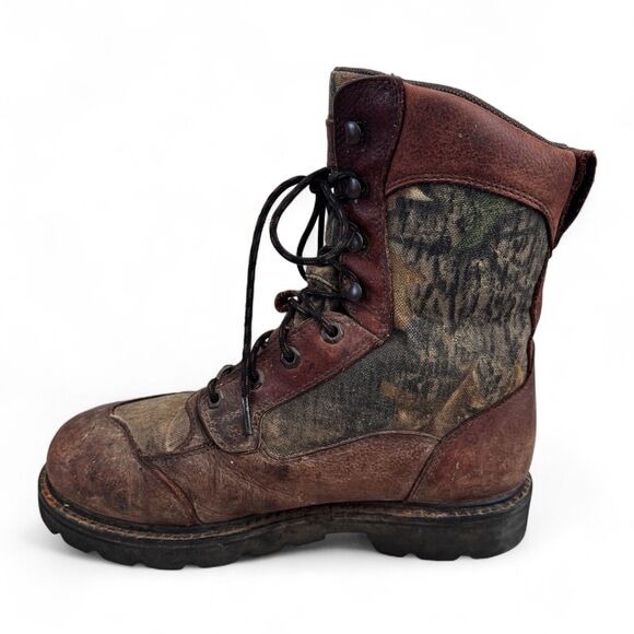 LaCrosse 500014 Men’s 8W Camo Brown Leather Hunting Boots Thinsulate Waterproof - Picture 2 of 11